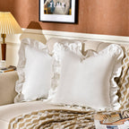 24×24" Ruffle Cotton Throw Pillow Covers, 2 Pack Beige