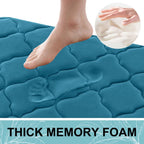OLANLY Memory Foam Bath Mat Set of 3 Piece, Bathroom Rugs and Toilet Rug U-Shaped, Ultra Soft and Absorbent, Comfortable, Non-Slip, Machine Washable, Shower and Home Decor Accessories, Peacock Blue