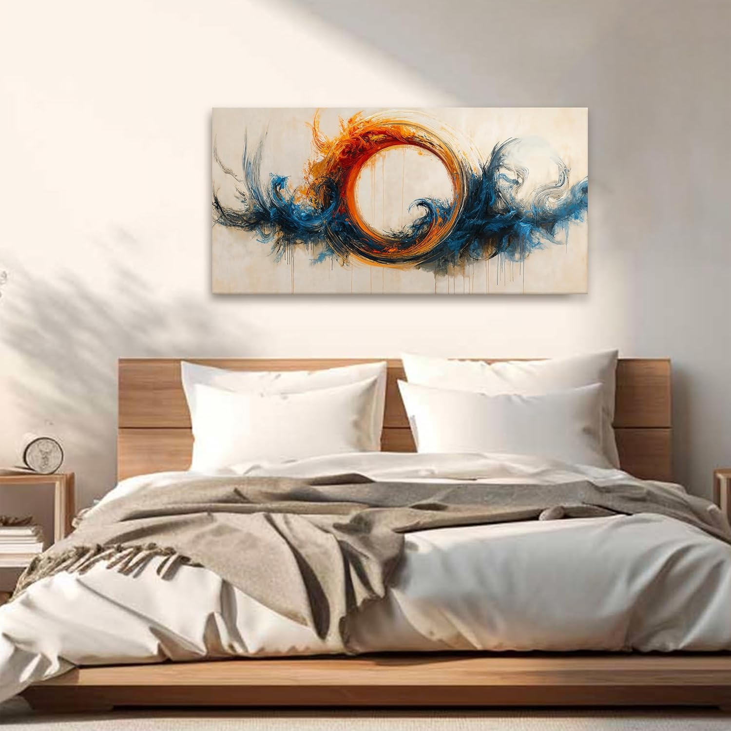 I@U Abstract Wall Art Prints Modern Wall Decor Canvas Print Circle Vortex Red Blue Wall Art For Bedroom Office Bathroom Ready To Hang Canvas Picture Abstract Home Wall Decor 20x40 Inch
