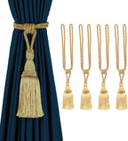 BEL AVENIR 2 Pack Curtain Tiebacks Tassel Drapery Tie-Backs Rope Handmade Holdbacks Home Office Hotel Decorative (Gold, 4 Pack)