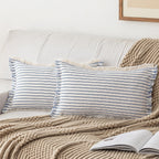 YEENAASY Throw Pillow Covers 24x24 Set of 2 Striped Fringe Pillow Cover Farmhouse Cushion Covers with Tassel Neutral Boho Pillows Decorative Square Pillowcase for Couch Sofa Bed, Khaki