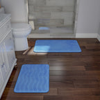 Lavish Home Bathroom Rug Set- 2-Piece Memory Foam Bath Mats-Wavy Microfiber Top-Non-Slip Absorbent Runner for Shower, Tub, Sink, or Kitchen (Green)