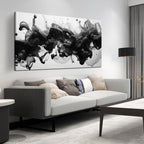 Abstract Black and White Wall Art for Living Room, Modern Minimalist Neutral Canvas Printed Painting Decorative-Picture Wall-Decor Artwork for Bedroom Dining Room Home Office, Size 40x20 Inches