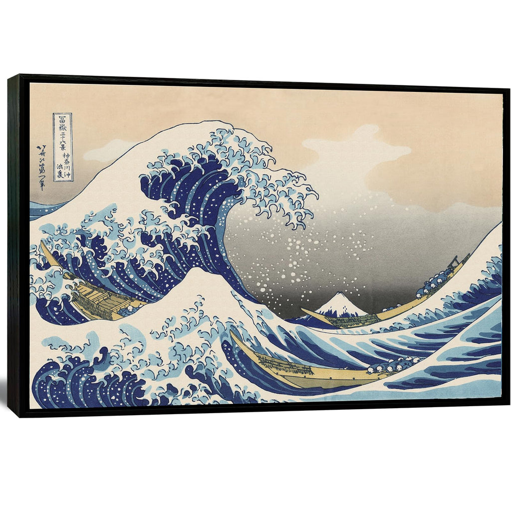 OKEXCKK The Great Wave off Kanagawa by Katsushika Hoki Wall Art Decor, Classic Painting Abstract Seascape Canvas Print Pictures, Modern Japanese Artwork for Bedroom Living Room Decoration - 24"x36"