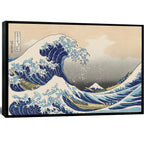 OKEXCKK The Great Wave off Kanagawa by Katsushika Hoki Wall Art Decor, Classic Painting Abstract Seascape Canvas Print Pictures, Modern Japanese Artwork for Bedroom Living Room Decoration - 24"x36"