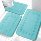 YIHOUSE Memory Foam Bath Mat Set, Bathroom Rugs Sets 3 Pieces, Non Slip Bath Mats for Bathroom, Super Soft and Water Absorbent Bath Rug Set, Machine Washable U Shape Toilet Rug,Beige