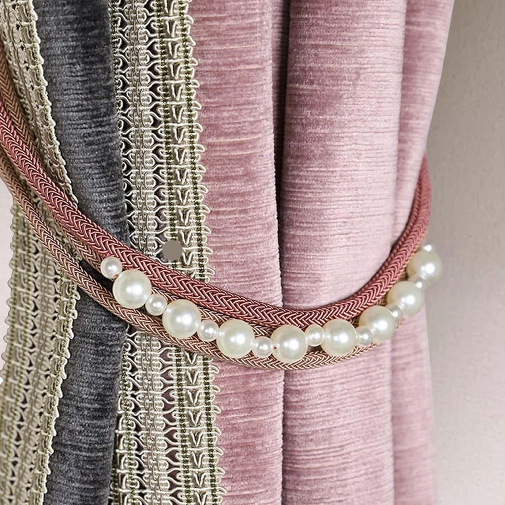 2Pcs Yellow Pearl Braided Curtain Tiebacks 31.5 Inch