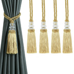6 Pack Curtain Tiebacks with Tassel, Outdoor Elegant Decorative Curtain Holdback,Modern Rope Window Curtain Ties Backs for Draperies (6, Gold)