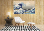 OKEXCKK The Great Wave off Kanagawa by Katsushika Hoki Wall Art Decor, Classic Painting Abstract Seascape Canvas Print Pictures, Modern Japanese Artwork for Bedroom Living Room Decoration - 24"x36"