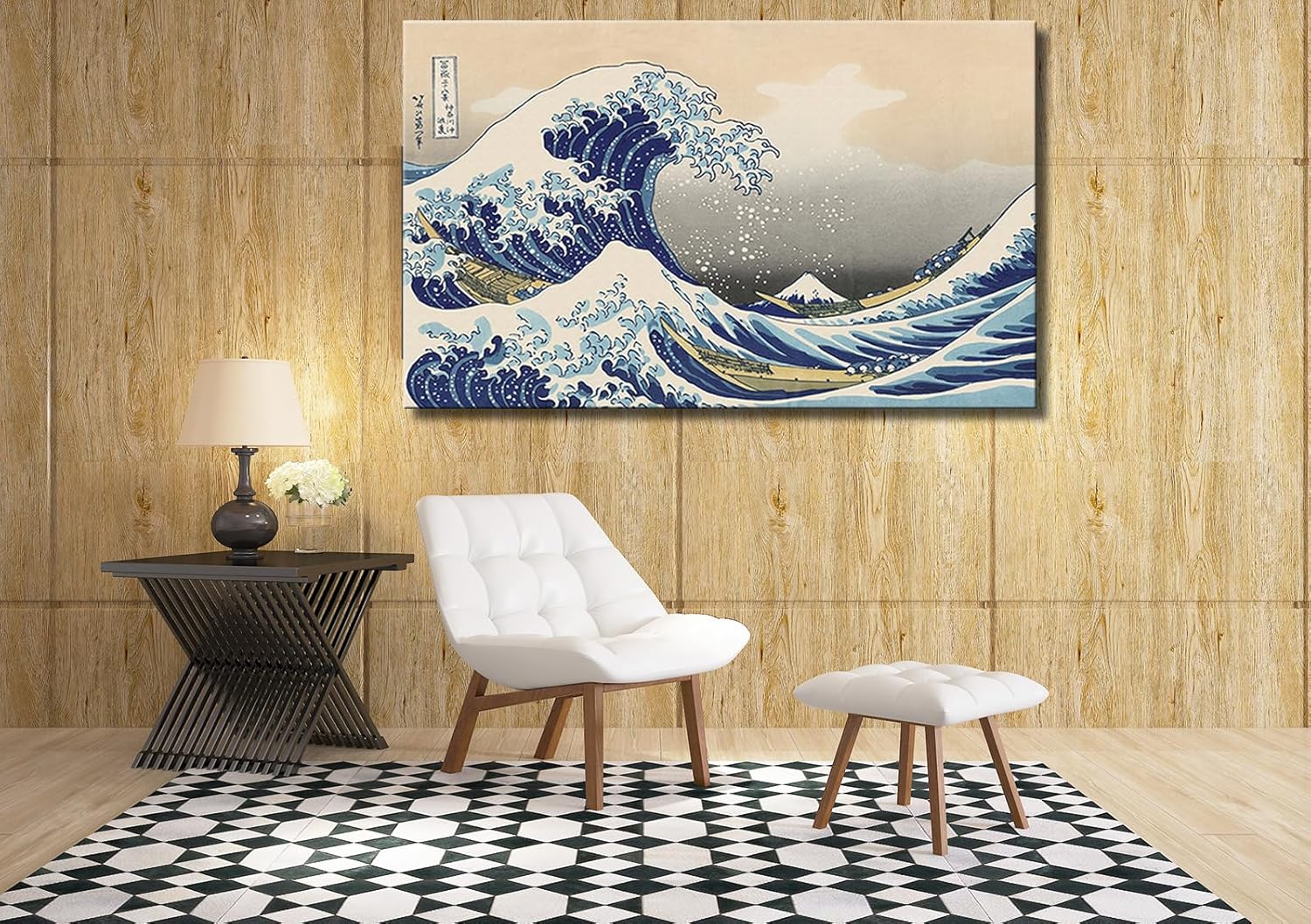 OKEXCKK The Great Wave off Kanagawa by Katsushika Hoki Wall Art Decor, Classic Painting Abstract Seascape Canvas Print Pictures, Modern Japanese Artwork for Bedroom Living Room Decoration - 24"x36"