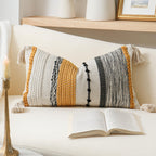 BlissBlush Coastal Blue Boho Decorative Throw Pillow Cover 22x22 Modern Bohemian Accent Pillow Case Square Woven Textured Farmhouse Pillows for Couch Bed (Pack of 1)