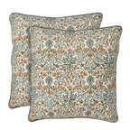 Ridhi Block Print Asparagus Green Pillow Cover 20" x 20" (Pack of 2) Decorative Couch Pillows for Living Room, Farmhouse Chic Boho Cute Outdoor Pillows Covers Gifts for Spring, Mother's Day