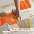 XLHOMO Orange Memory Foam Bathroom Rug Sets 5 Piece, Absorbent Non-Slip Bath Mat with Toilet Lid Cover for Bathroom, Extra Thick Water Absorbent Orange Bath Rugs for Tub, Toilet and Floor