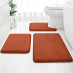 HOMEIDEAS Upgraded Bathroom Rugs Set 3 Piece, Extra Thick Absorbent Soft Memory Foam, Washable Toilet Bath Mat (Grey,17"x24"+20"x32"+U Shape 20"x24")