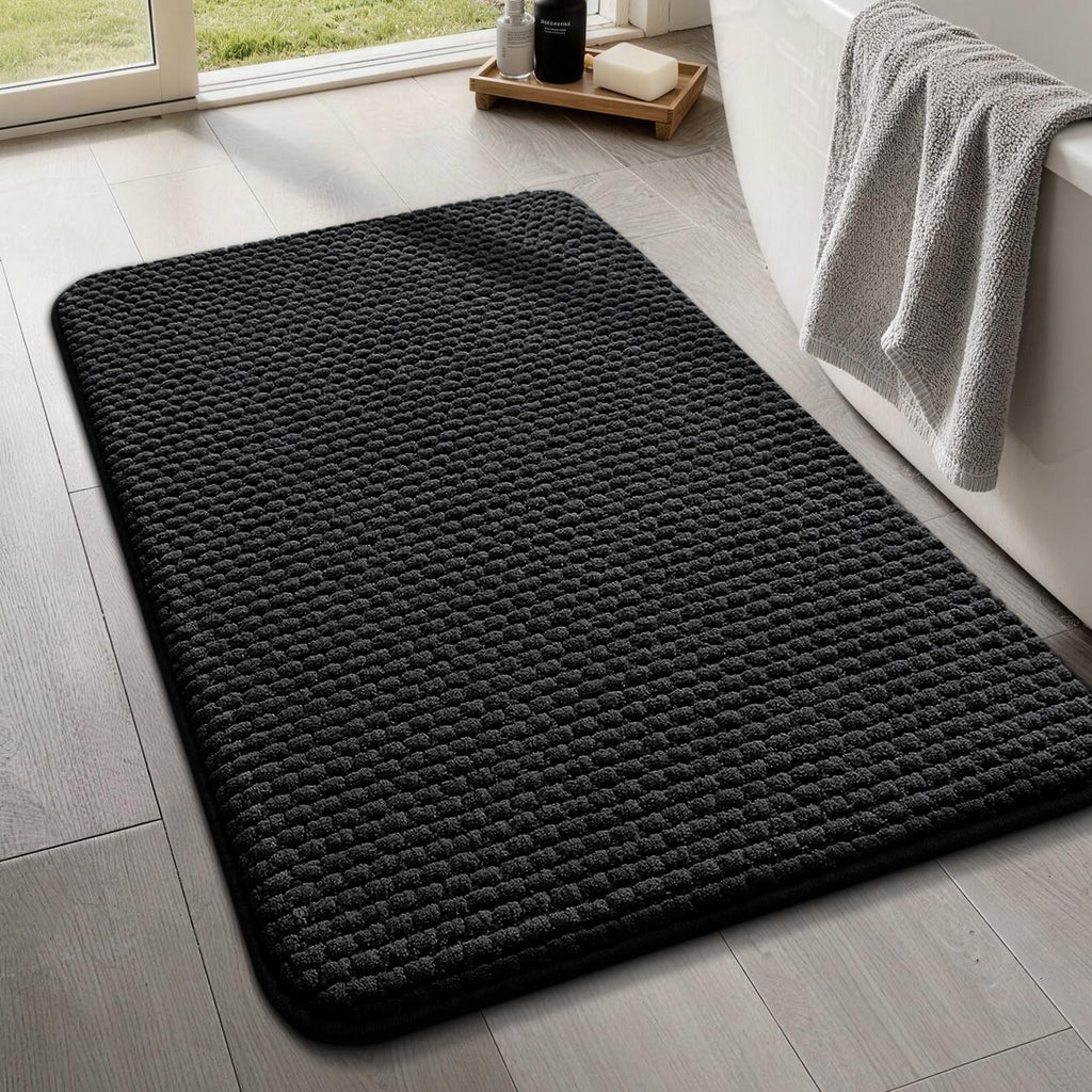 YIHOUSE Bathroom Rugs Set 5 Piece, Extra Soft Absorbent Chenille Bath Mats & U-Shaped Contour Toilet Rug, Non Slip Machine Washable Bath Mat for Shower Tub Sink, Beige
