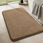 YIHOUSE Bathroom Rugs Set 5 Piece, Extra Soft Absorbent Chenille Bath Mats & U-Shaped Contour Toilet Rug, Non Slip Machine Washable Bath Mat for Shower Tub Sink, Beige