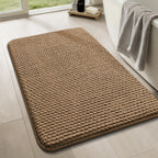 YIHOUSE Bathroom Rugs Set 5 Piece, Extra Soft Absorbent Chenille Bath Mats & U-Shaped Contour Toilet Rug, Non Slip Machine Washable Bath Mat for Shower Tub Sink, Beige