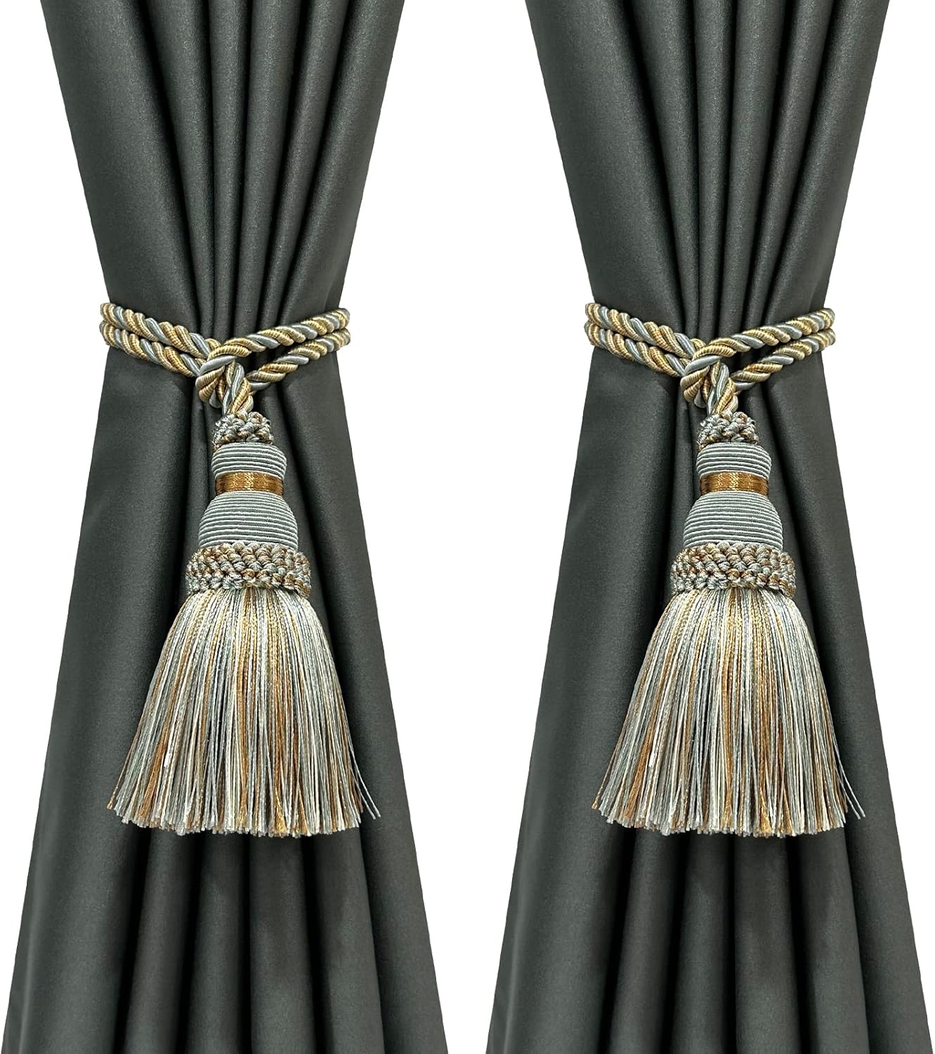 6 Pack Curtain Tie Backs Rope Tassels for Curtains Drape tiebacks Handmade Outdoor Home and Outdoor Decorative (Mix Blue, 6p)