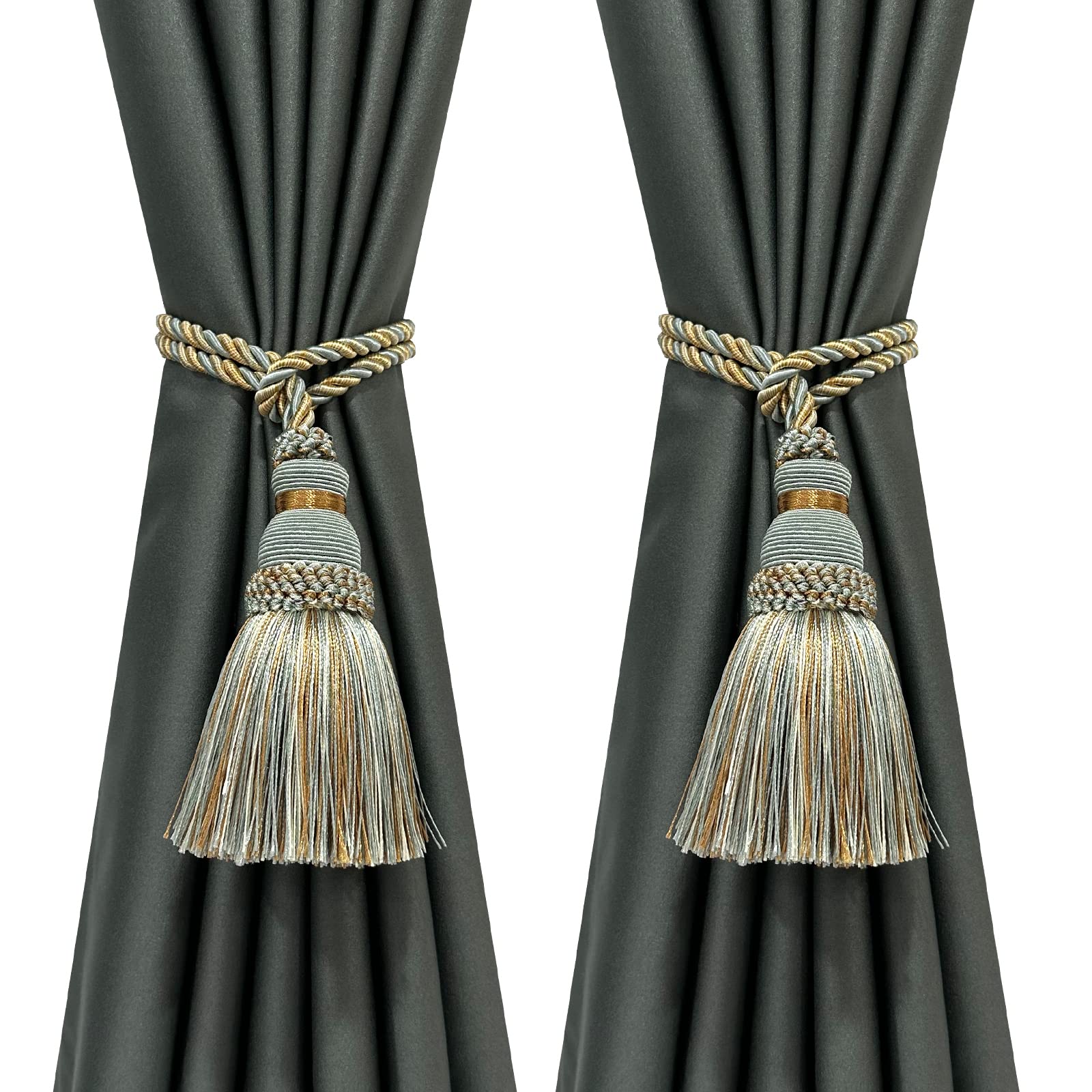 6 Pack Curtain Tie Backs Rope Tassels for Curtains Drape tiebacks Handmade Outdoor Home and Outdoor Decorative (Mix Blue, 6p)