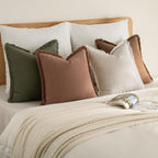 MIULEE Decorative Couch Pillow Covers Neutral Linen Fringe Throw Pillows Set of 4 Soft Rustic Cushions Boho Farmhouse Pillowcases for Bed Sofa Living Room Spring Decor 20x20 Inch Beige/Brown/Green