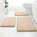 HOMEIDEAS Upgraded Bathroom Rugs Set 3 Piece, Extra Thick Absorbent Soft Memory Foam, Washable Toilet Bath Mat (Grey,17"x24"+20"x32"+U Shape 20"x24")