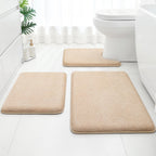 HOMEIDEAS Upgraded Bathroom Rugs Set 3 Piece, Extra Thick Absorbent Soft Memory Foam, Washable Toilet Bath Mat (Grey,17"x24"+20"x32"+U Shape 20"x24")