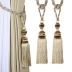 2Pcs Curtain Tiebacks Tassel Tie-Backs, Elegant Curtain Tie Backs Holdbacks for Decor-Light Coffee