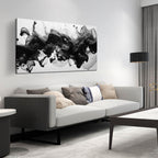 Abstract Black and White Wall Art for Living Room, Modern Minimalist Neutral Canvas Printed Painting Decorative-Picture Wall-Decor Artwork for Bedroom Dining Room Home Office, Size 40x20 Inches