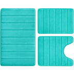 Black Memory Foam Bath Rug 3 Piece Set, Soft Absorbent Non-Slip & Washable