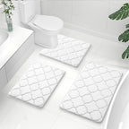 OLANLY Memory Foam Bath Mat Set of 3 Piece, Bathroom Rugs and Toilet Rug U-Shaped, Ultra Soft and Absorbent, Comfortable, Non-Slip, Machine Washable, Shower and Home Decor Accessories, Peacock Blue