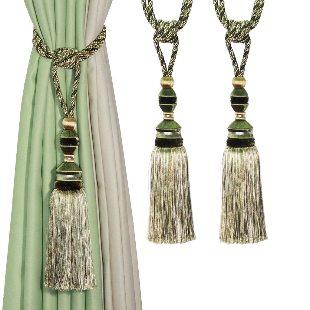 2Pcs Curtain Tiebacks Tassel Tie-Backs, Elegant Curtain Tie Backs Holdbacks for Decor-Light Coffee