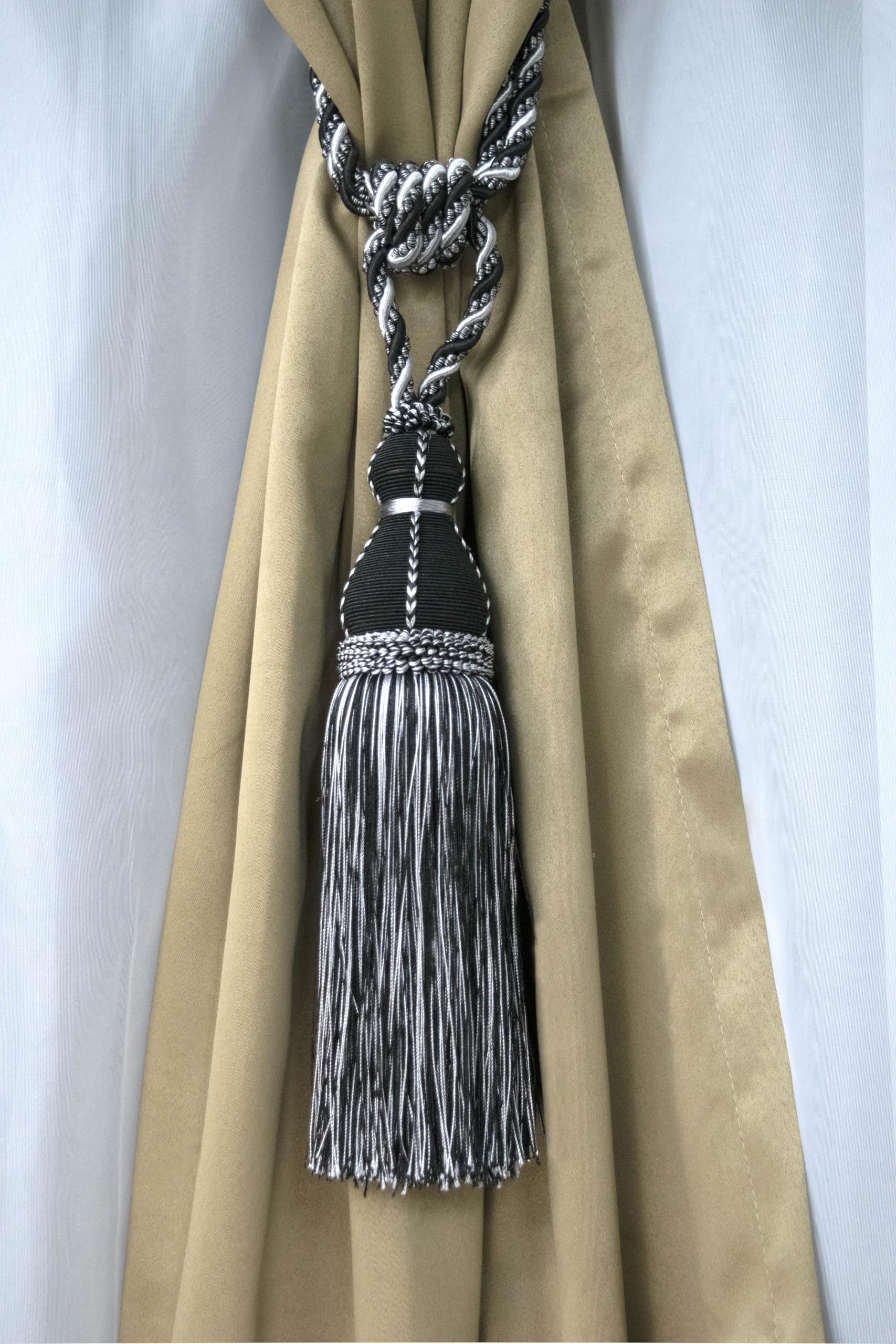 DÉCOPRO Elegant Large Tassel Tieback for Curtains & Draperies, Tassel Length 12" (30.5cm), Spread 30" (76cm) # TBH15, Olive Garden Green (Color# 010) Set of 4