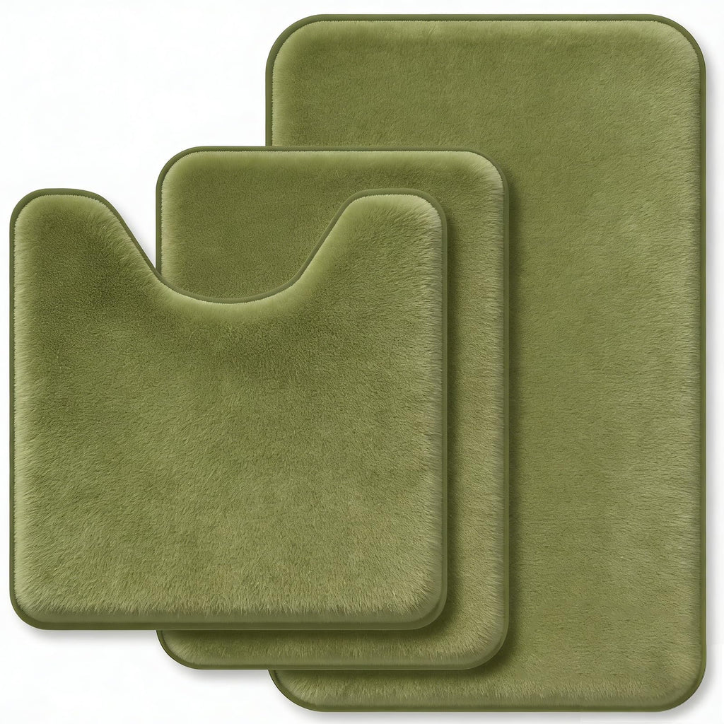 RUN HELIX Bathroom Rugs Sets 3 Piece, Soft Absorbent Memory Foam Bath Mats Set, Dry Fast Bath Mat, Machine Washable Bath Rug Set for Bathroom （Forest Green）