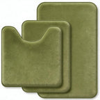 RUN HELIX Bathroom Rugs Sets 3 Piece, Soft Absorbent Memory Foam Bath Mats Set, Dry Fast Bath Mat, Machine Washable Bath Rug Set for Bathroom （Forest Green）