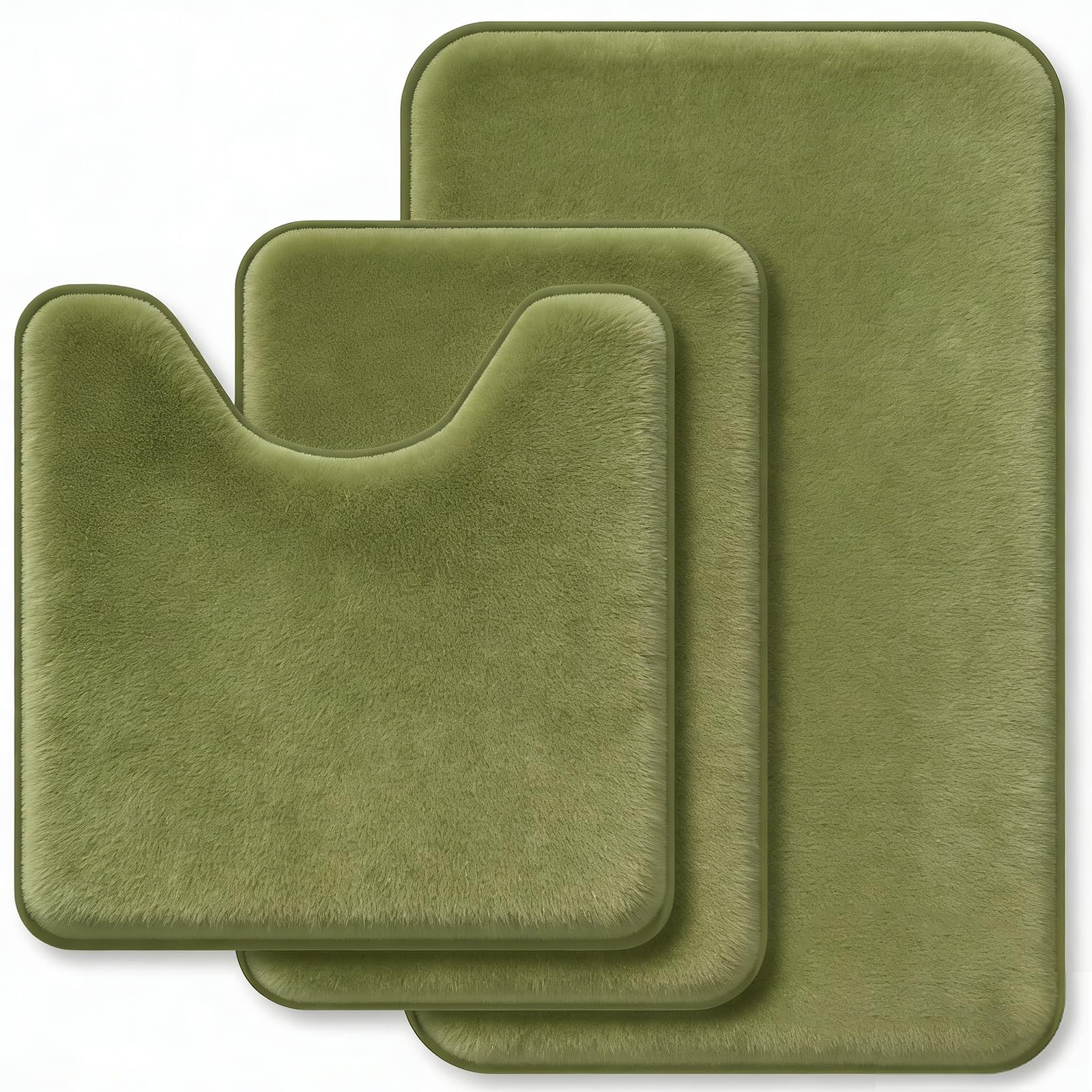 RUN HELIX Bathroom Rugs Sets 3 Piece, Soft Absorbent Memory Foam Bath Mats Set, Dry Fast Bath Mat, Machine Washable Bath Rug Set for Bathroom （Forest Green）