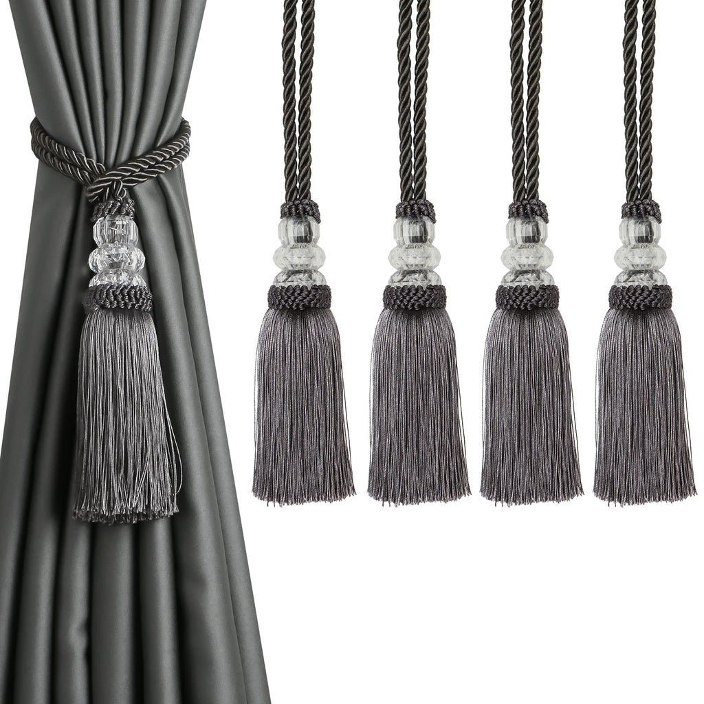 6 Pack Curtain Tiebacks with Tassel, Outdoor Elegant Decorative Curtain Holdback,Modern Rope Window Curtain Ties Backs for Draperies (6, Gold)
