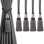 6 Pack Curtain Tiebacks with Tassel, Outdoor Elegant Decorative Curtain Holdback,Modern Rope Window Curtain Ties Backs for Draperies (6, Gold)