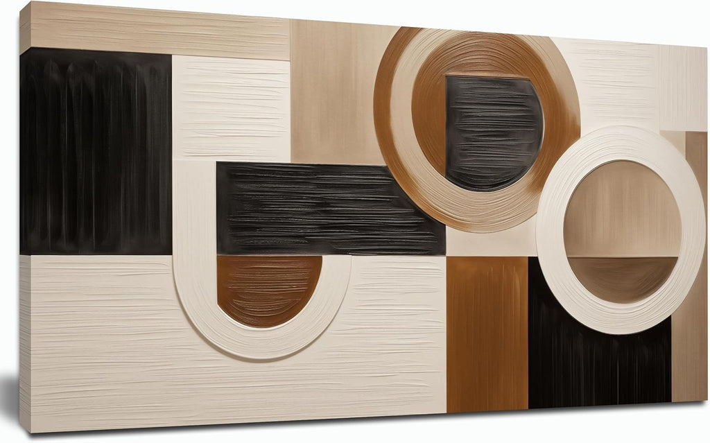 Tarfupth Brown Abstract Wall Art for Living Room Large Black Boho Geometric Modern Minimalist Canvas Prints Artwork for Bedroom Office Kitchen Ready to Hang 20x40 Inch