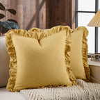 24×24" Ruffle Cotton Throw Pillow Covers, 2 Pack Beige