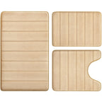 Black Memory Foam Bath Rug 3 Piece Set, Soft Absorbent Non-Slip & Washable