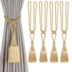 BEL AVENIR 2 Pack Curtain Tiebacks Tassel Drapery Tie-Backs Rope Handmade Holdbacks Home Office Hotel Decorative (Gold, 4 Pack)