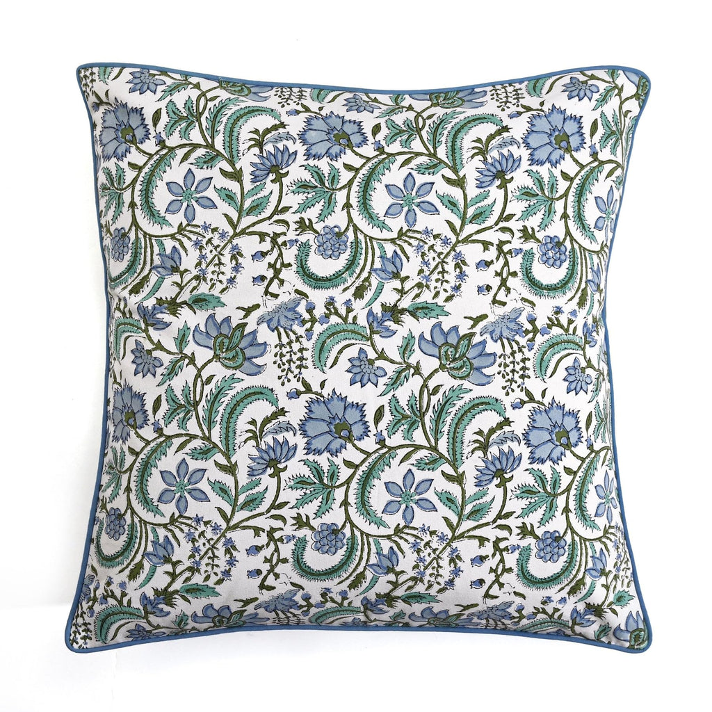 Ridhi Block Print Asparagus Green Pillow Cover 20" x 20" (Pack of 2) Decorative Couch Pillows for Living Room, Farmhouse Chic Boho Cute Outdoor Pillows Covers Gifts for Spring, Mother's Day