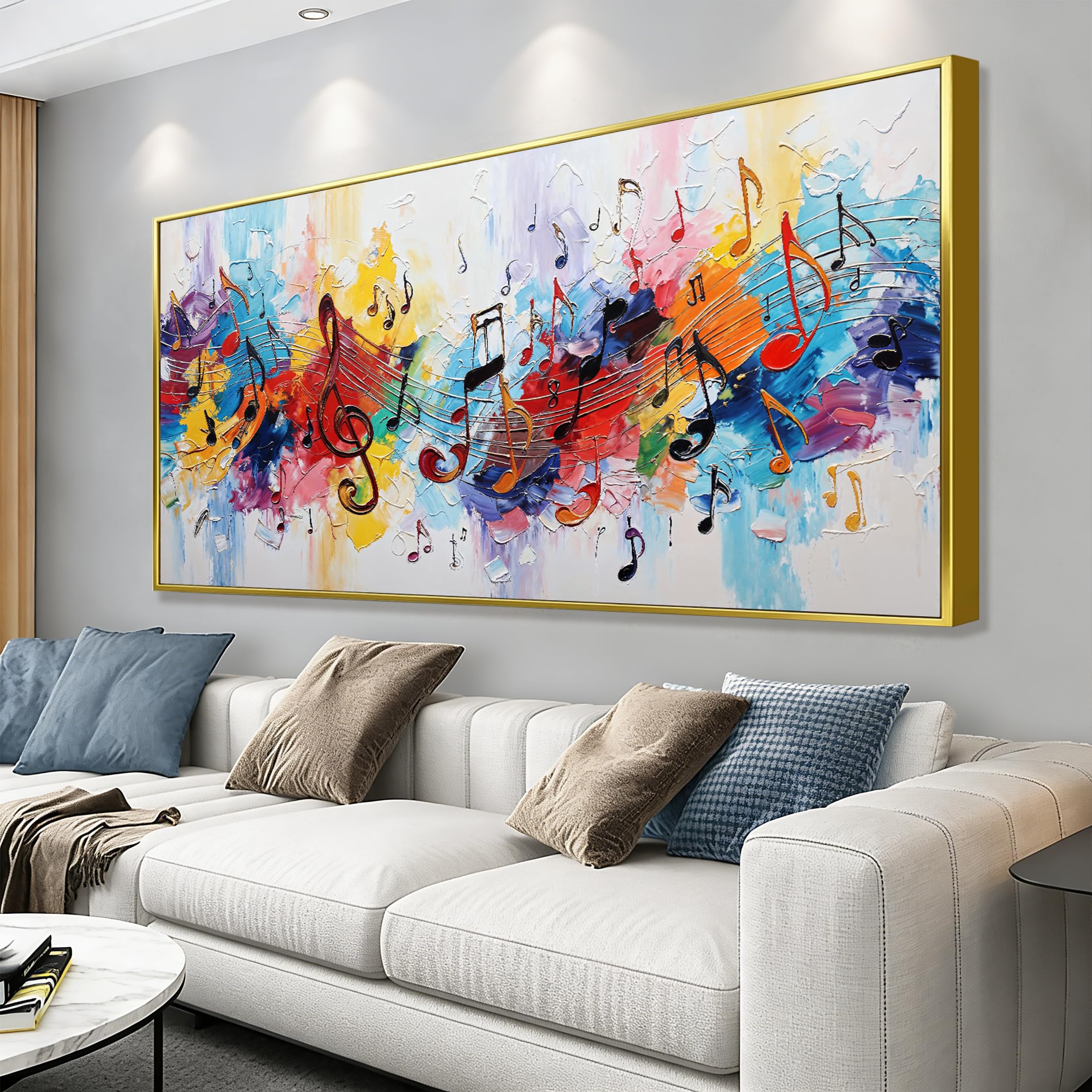 Suconvng Colorful Canvas Art Wall Decor Painting Picture Modern Boho Abstract Wall Art Prints Landscape Picture For Bedroom Bathroom Office Black Home Aesthetic Wall Decor 20" × 40" Ready To Hang
