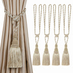 BEL AVENIR 2 Pack Curtain Tiebacks Tassel Drapery Tie-Backs Rope Handmade Holdbacks Home Office Hotel Decorative (Gold, 4 Pack)
