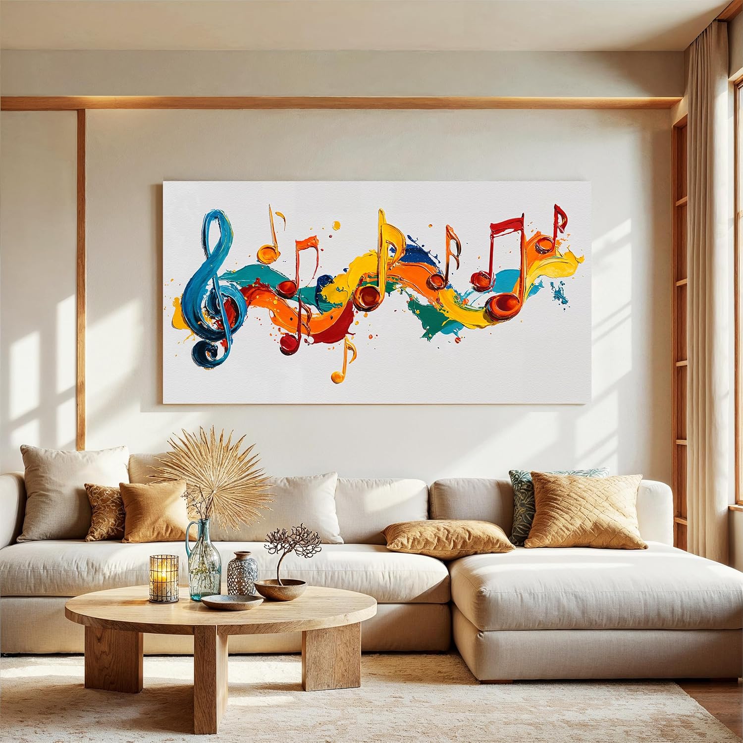 I@U Abstract Wall Art Prints Artwork For Walls Colorful Music Notes Canvas Prints Modern Wall Art For Bathroom Dining Room Bedroom Apartment Office Decorations 20x40 Inch