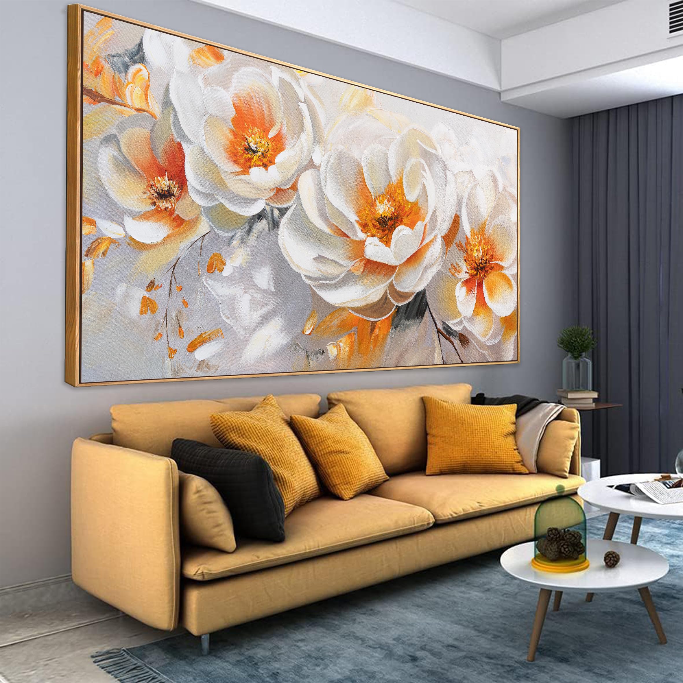 Suconvng Colorful Canvas Art Wall Decor Painting Picture Modern Boho Abstract Wall Art Prints Landscape Picture For Bedroom Bathroom Office Black Home Aesthetic Wall Decor 20" × 40" Ready To Hang