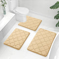 OLANLY Memory Foam Bath Mat Set of 3 Piece, Bathroom Rugs and Toilet Rug U-Shaped, Ultra Soft and Absorbent, Comfortable, Non-Slip, Machine Washable, Shower and Home Decor Accessories, Peacock Blue