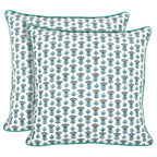 Ridhi Block Print Asparagus Green Pillow Cover 20" x 20" (Pack of 2) Decorative Couch Pillows for Living Room, Farmhouse Chic Boho Cute Outdoor Pillows Covers Gifts for Spring, Mother's Day