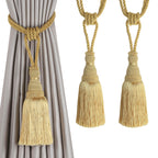 BEL AVENIR 2 Pack Curtain Tiebacks Tassel Drapery Tie-Backs Rope Handmade Holdbacks Home Office Hotel Decorative (Gold, 4 Pack)