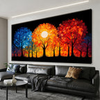 29"X58" Tree of Life Canvas Print, Green Gold Artwork for Home Wall Decoration